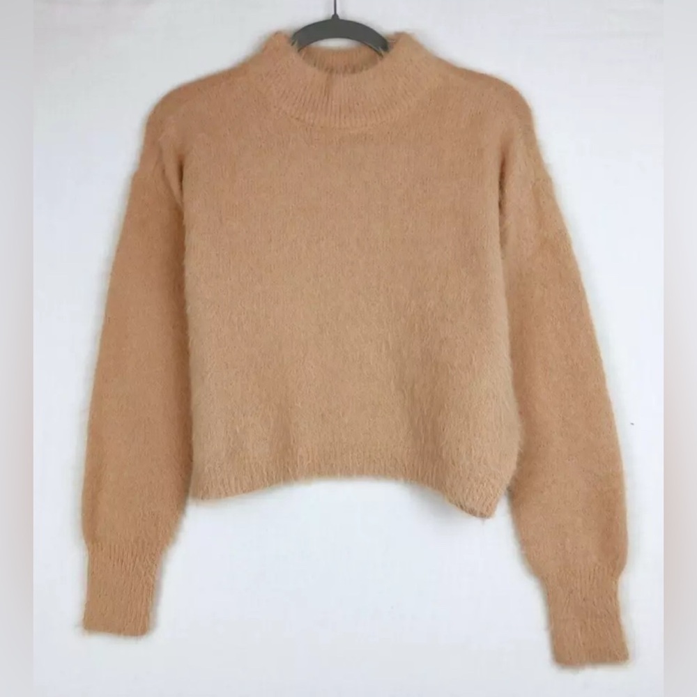 SUN+ MOON Womens Beige Long Sleeve Mock Neck Sweater Size S.
